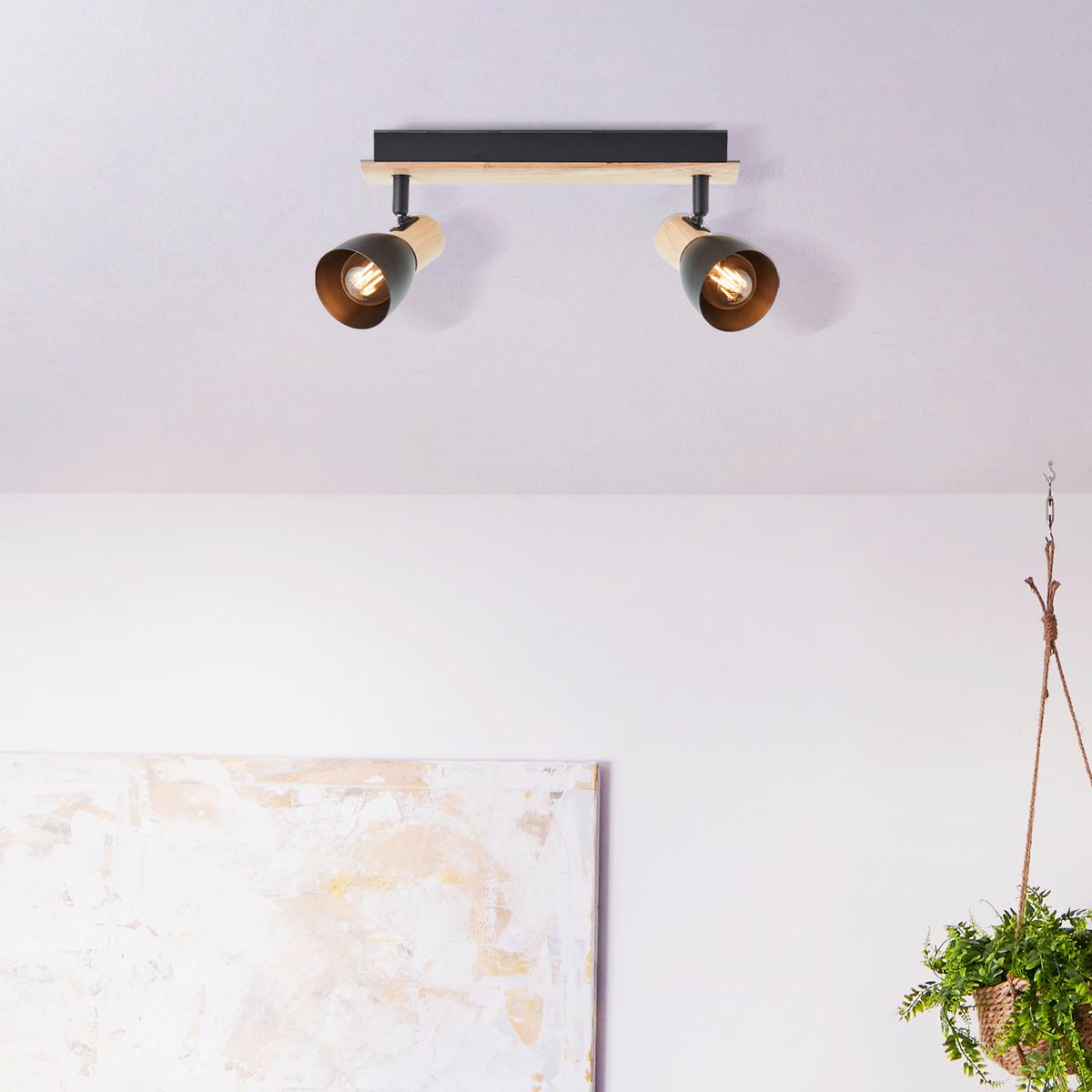 Strahler 99711/76 Daintree - Schwarz/Naturfarben, Basics, Holz/Metall (30/7cm) - Brilliant