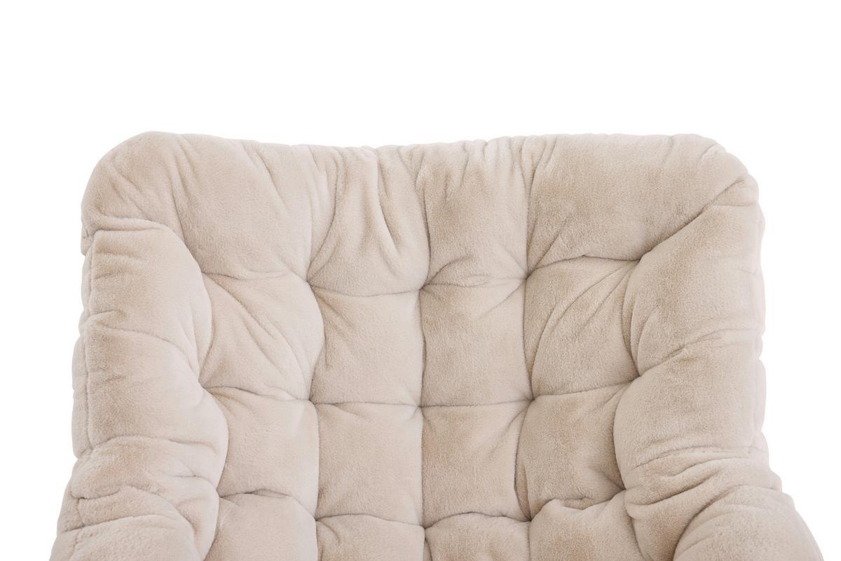 Hojdacie kreslo CLOUD, béžová umelá kožušina - čierna/béžová, Modern, kov/drevo (96/88/103cm) - Mömax