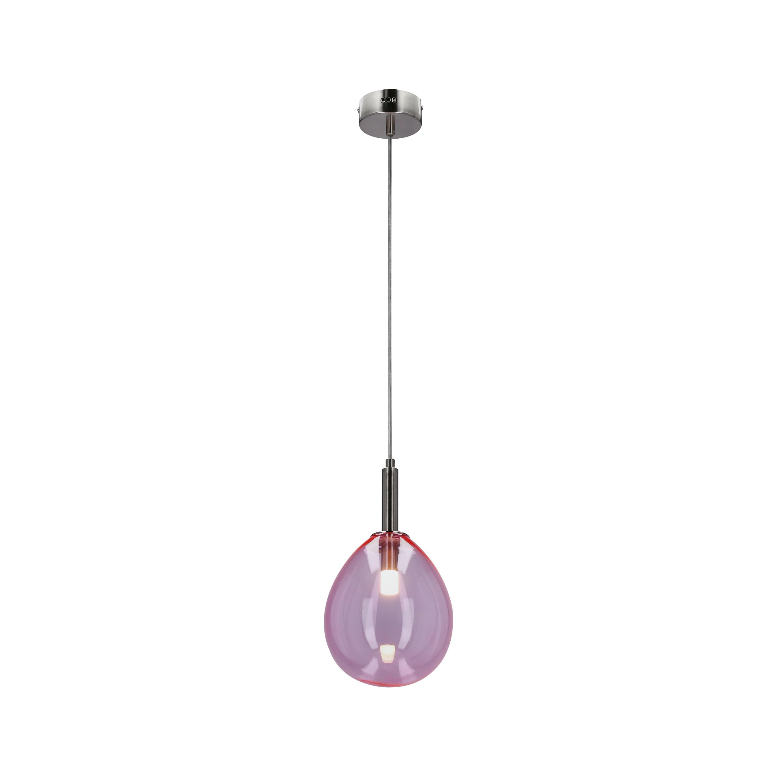LED-HÄNGELEUCHTE 50133209 LUKKA - Chromfarben/Pink, Design, Glas/Metall (18/18cm)