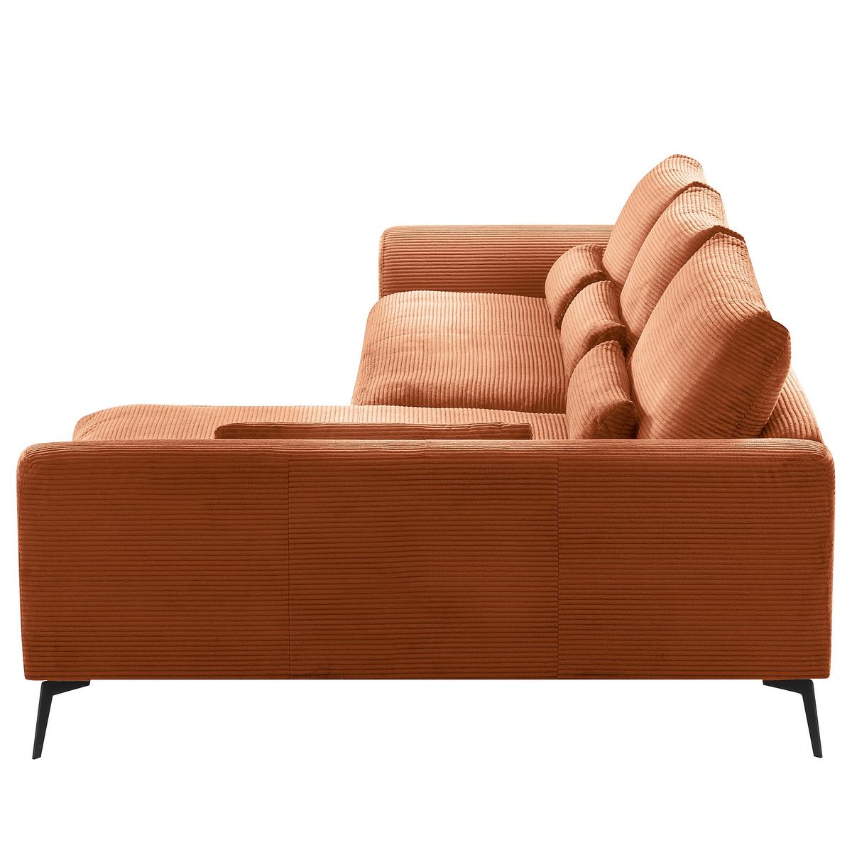 Ecksofa Berlin Cord Kupferfarben 313x172 cm - Schwarz/Kupferfarben, Design, Textil (313/172cm) - P & B
