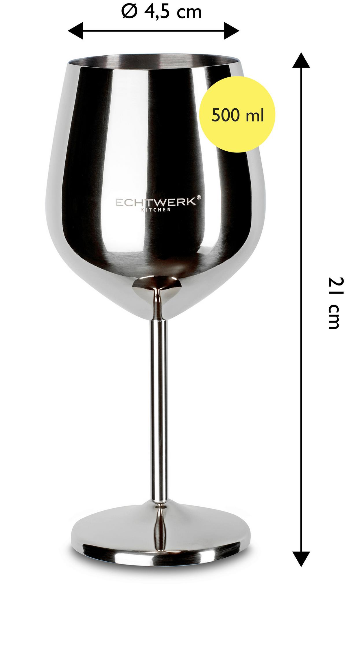 Weingläser Echtwerk Edelstahl, Je 500ml - Edelstahlfarben, Basics, Metall (9,3/4,5/21cm) - Echtwerk