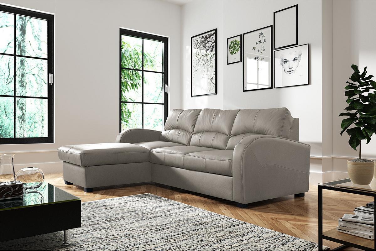 Ecksofa Tilo Platinfarben S: 168 cm - Platinfarben/Schwarz, Design, Leder/Textil (168/227cm) - Livetastic