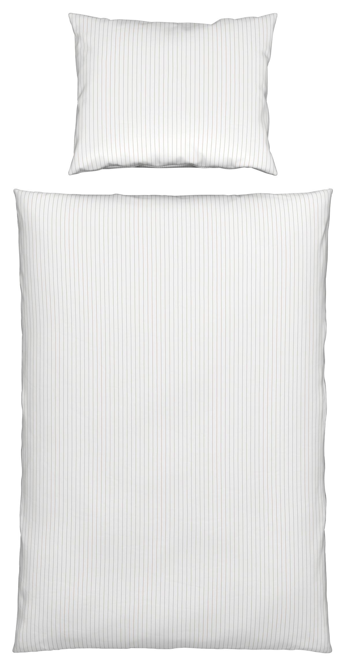 Posteľná bielizeň Twill streif, 70/90 140/200cm - biela/béžová, Modern, textil (140/200cm) - Mömax