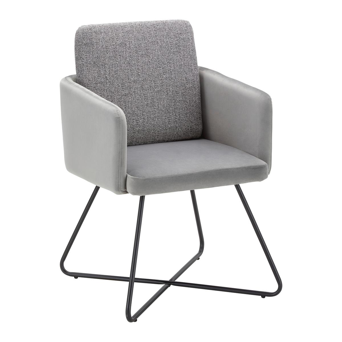 Židle MALIA šedá - šedá/černá, Moderní, kov/textil (57/72,5/61cm) - Bessagi Home