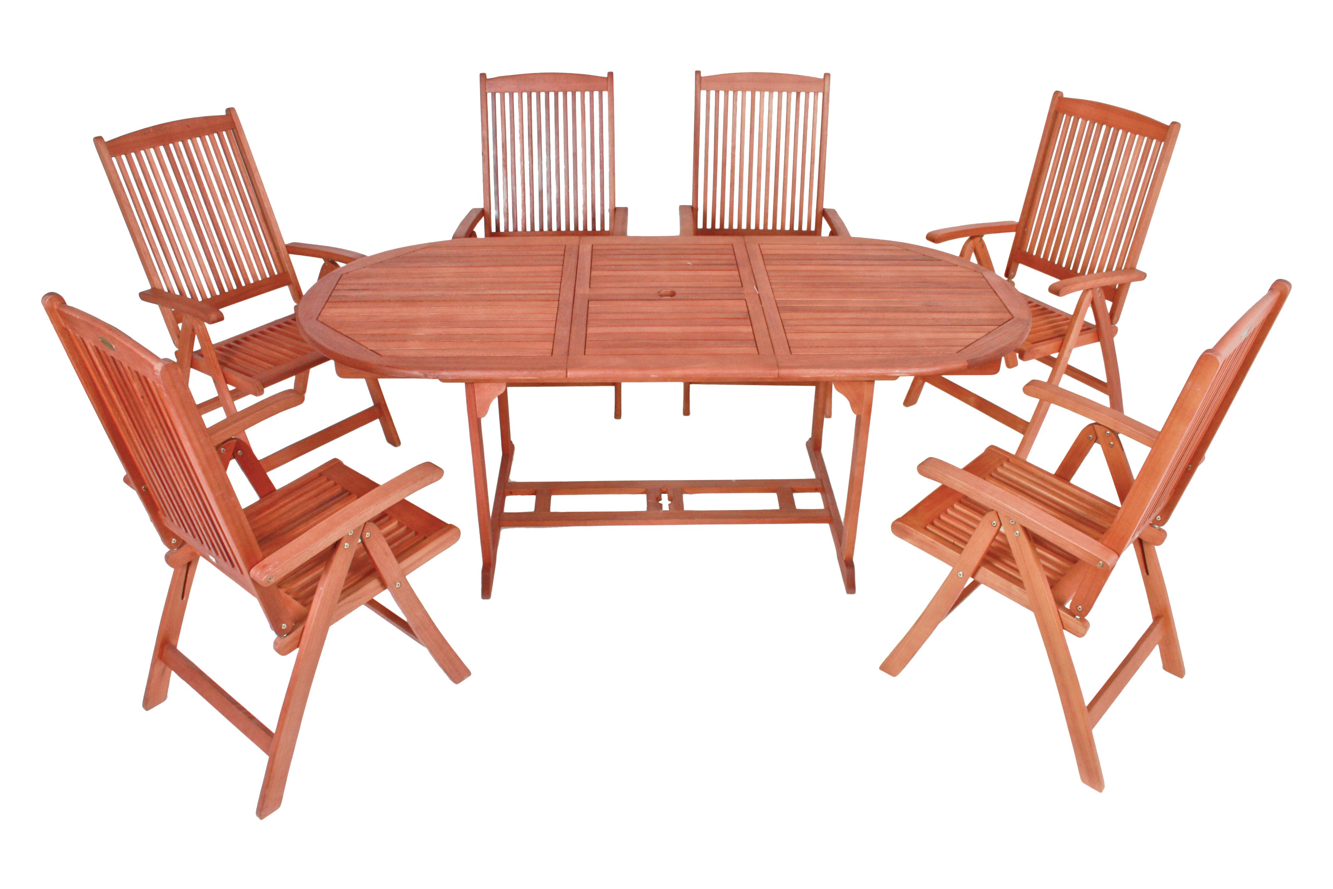 Gartenmöbel Set 7-tlg. Stockholm Aus Eukalyptusholz - Braun, Basics, Holz - Gardenson