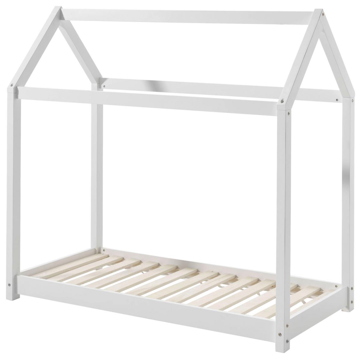 Hausbett Cabane 70x140 Cm Kiefer Echtholz Weiß - Weiß, Natur, Holz/Textil (70/140cm) - Vipack