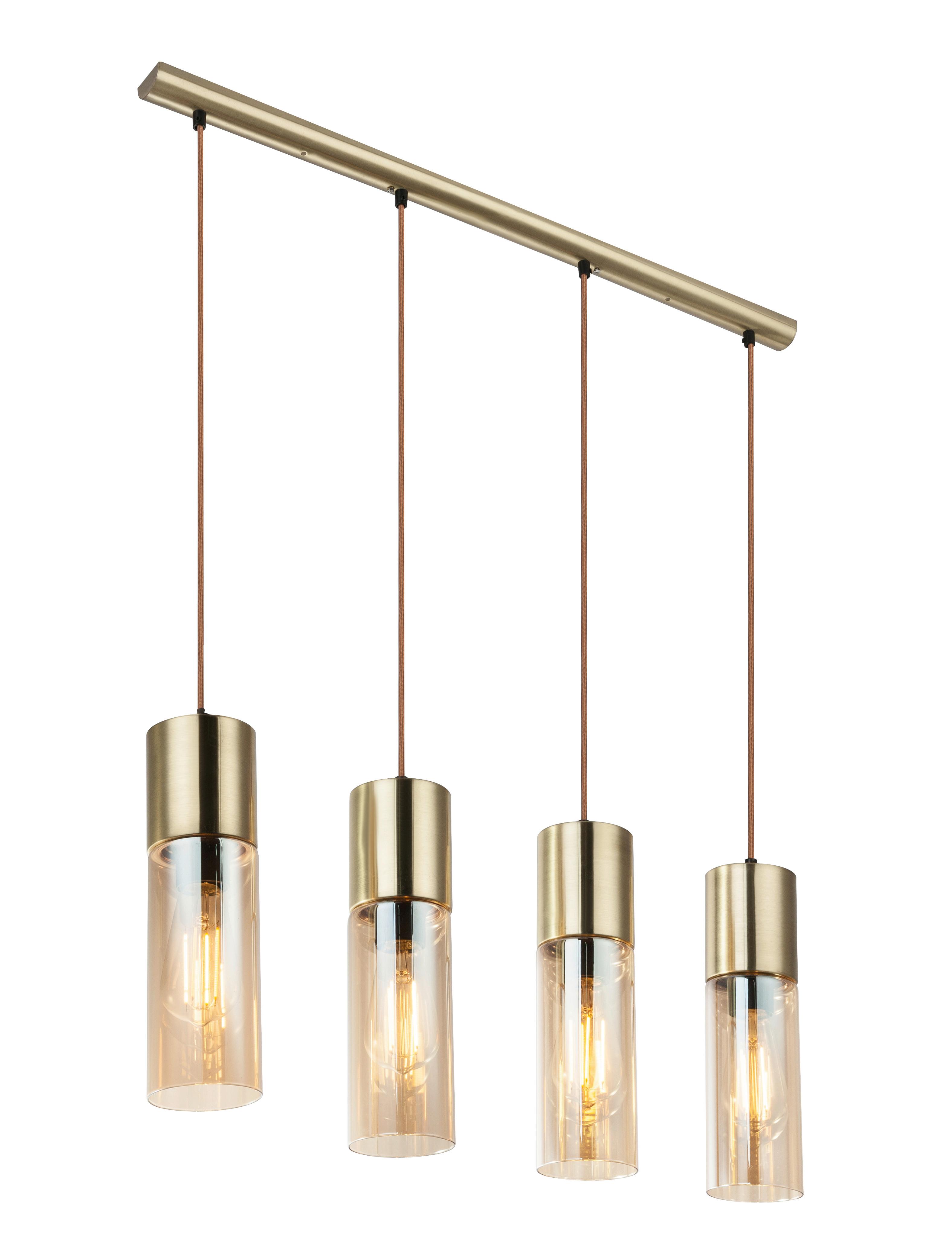 Hängeleuchte H: 156 cm 4-Flammig, Messingfarben - Messingfarben, KONVENTIONELL, Glas/Metall (80/9/156cm) - Globo