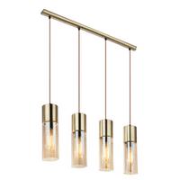 Hängeleuchte H: 156 cm 4-Flammig, Messingfarben - Messingfarben, KONVENTIONELL, Glas/Metall (80/9/156cm) - Globo