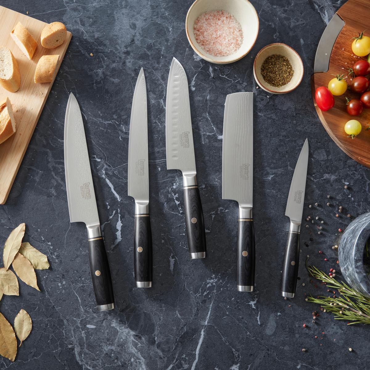 Nůž Santoku Profi Line, čepel: 17,8cm - barvy stříbra, Moderní, kov (29cm) - Gourmesto