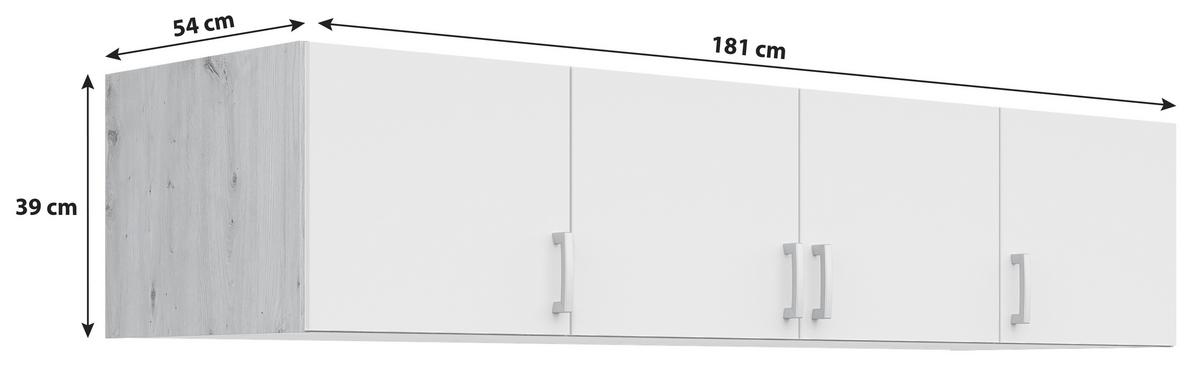 Nadstavec BRANDO 181cm dekor dub Artisan/biela matná - dub artisan/strieborná, Konventionell, kompozitné drevo/plast (181/39/54cm)