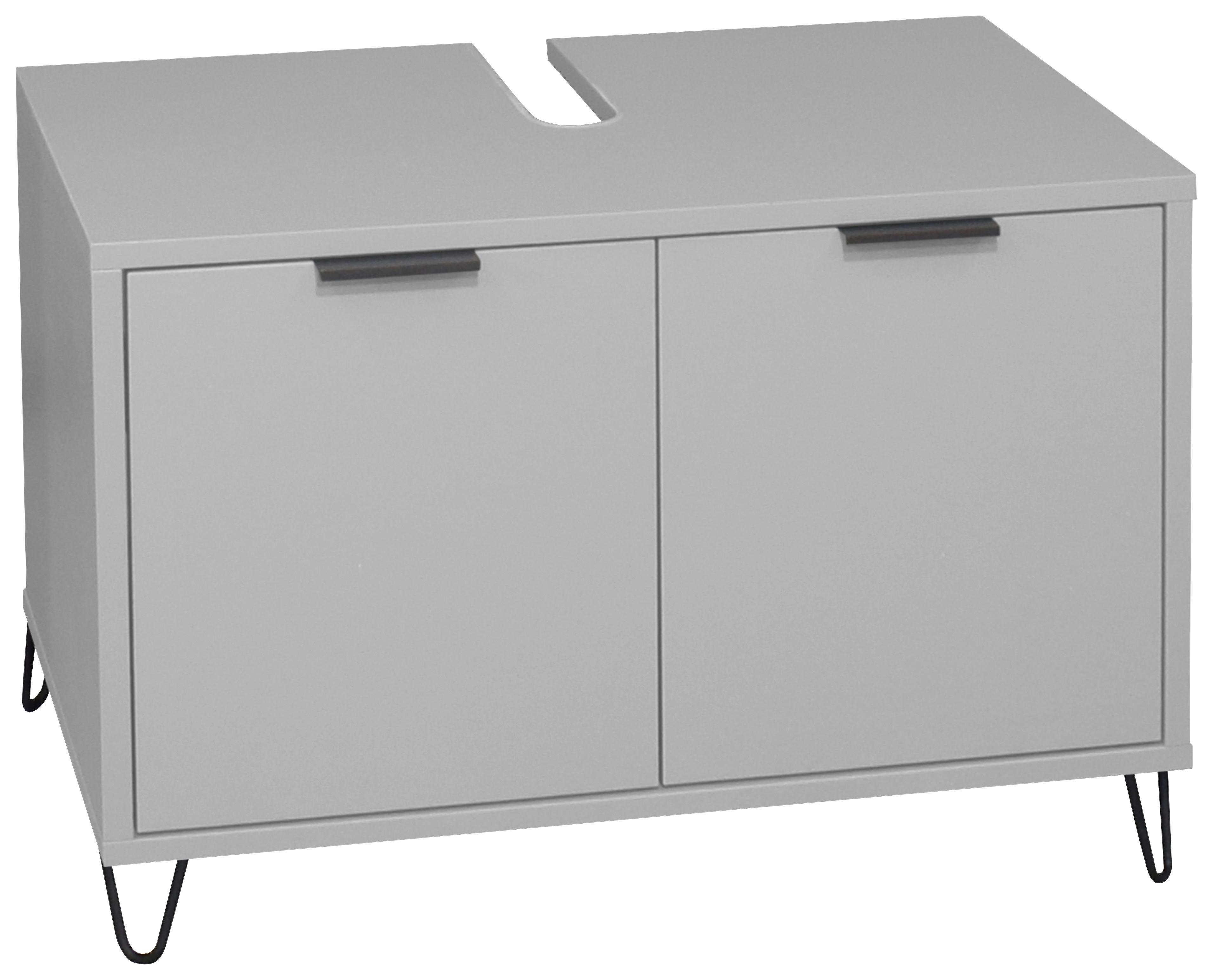 Waschbeckenunterschrank Bonnie Grau, B: 71 cm - Schwarz/Grau, MODERN, Holzwerkstoff (71/58/45cm) - Livetastic