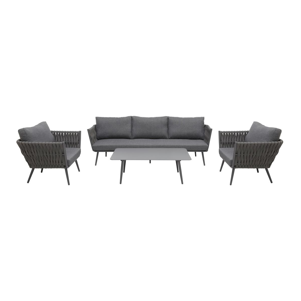 Záhradná sedacia súprava MILA - tmavosivá, Modern, kov/textil (236/69/70cm) - Bessagi Garden