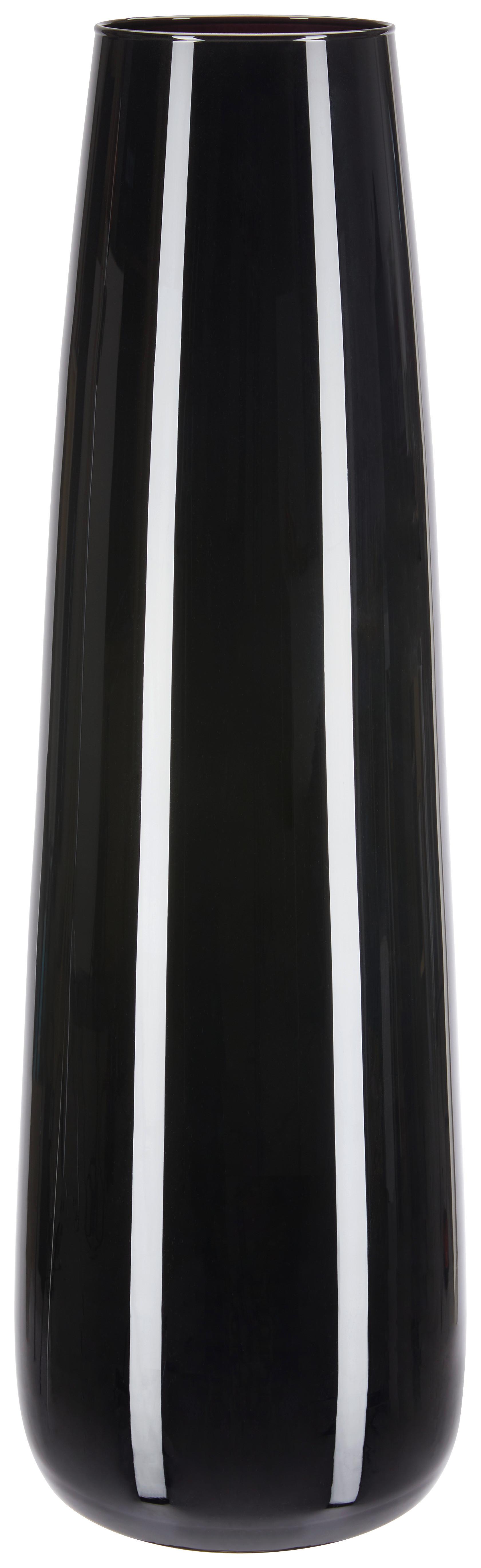 Vase Flora zylindrisch aus Glas, Schwarz H: 60 cm - Schwarz, Basics, Glas (21cm) - Ondega