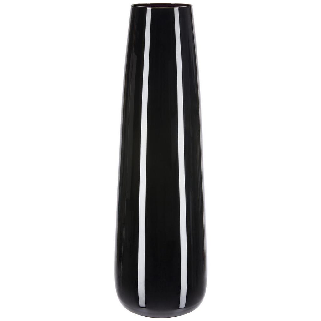 Vase Flora zylindrisch aus Glas, Schwarz H: 60 cm