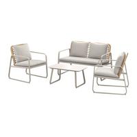 Loungegarnitur Tartu - Beige/Hellgrau, MODERN, Glas/Kunststoff (117/77,5/71,5cm) - Beldano