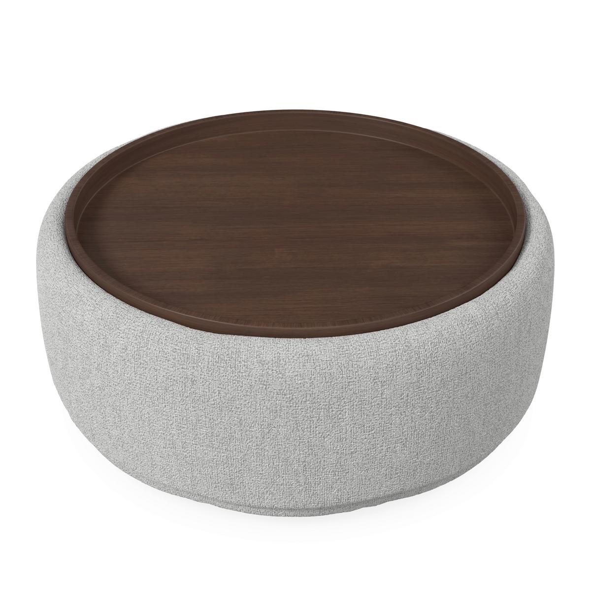 Rohová sedačka KIRA, bílá žinylka, se stolíkem - bílá/černá, Moderní, dřevo/textil (408/108cm) - Bessagi Home