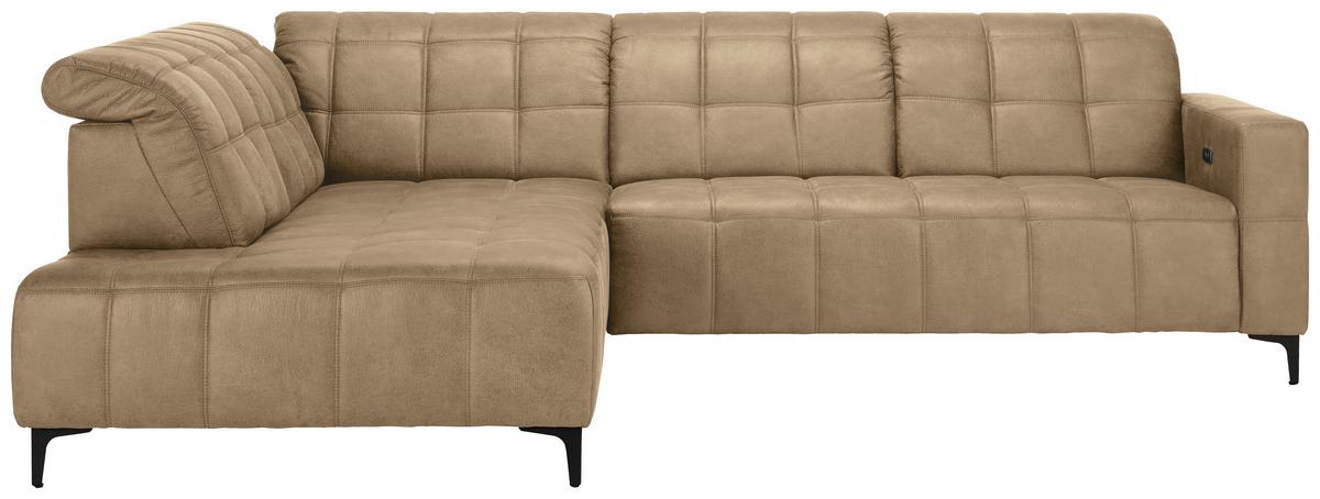 Rohová sedačka PANAMA, levá, béžová - černá/béžová, Konvenční, kov/textil (216/304cm) - Premium Living