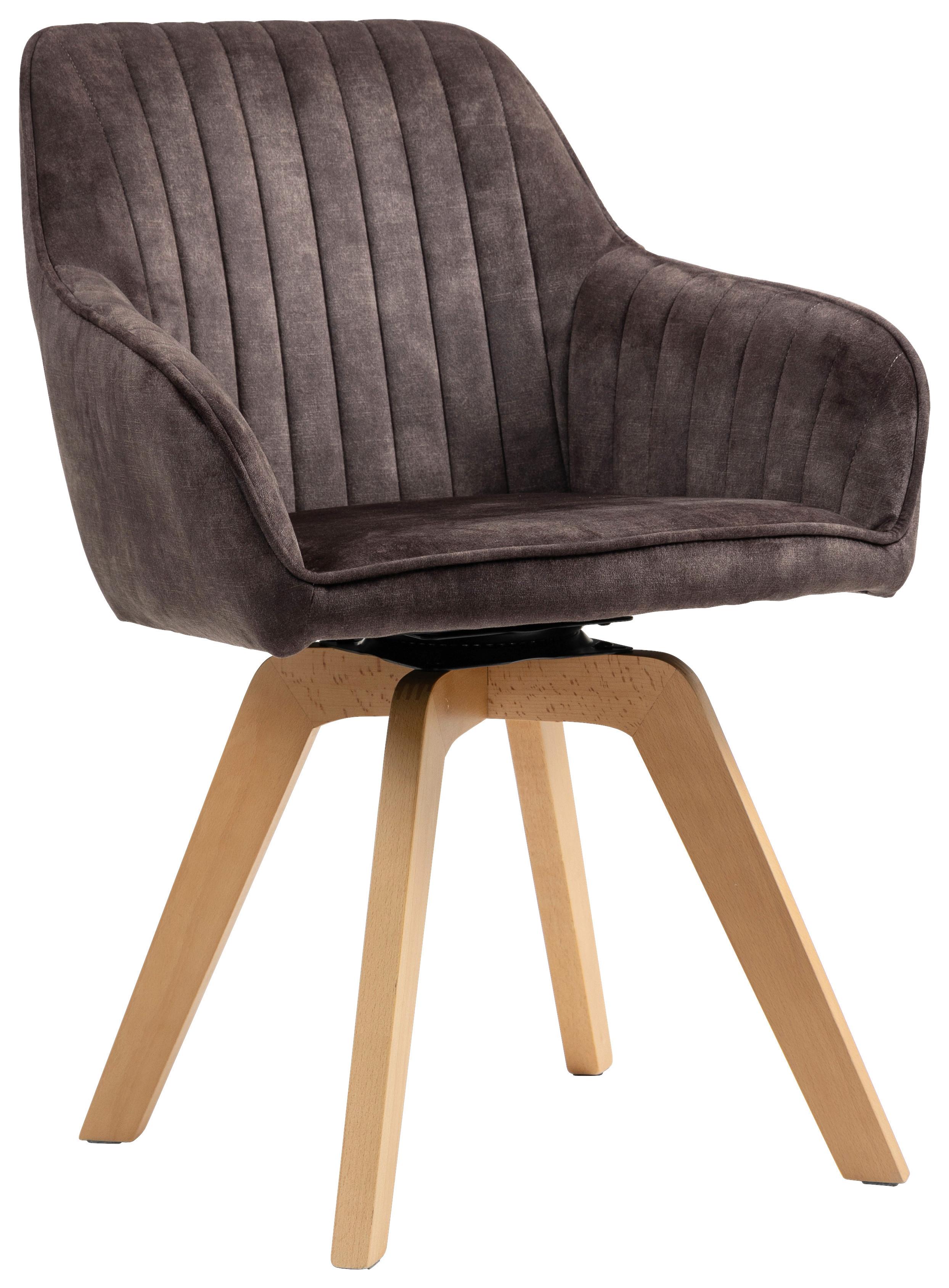 Armlehnstuhl Hanna Dunkelbraun,sitzfl. 180° Drehb - Dunkelbraun/Buchefarben, KONVENTIONELL, Holz/Textil (63/83/63cm) - MID.YOU