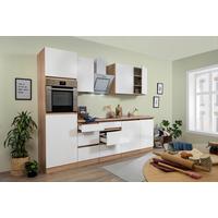 Küchenzeile Premium mit Geräten 280 cm Weiß/Eiche Dekor Modern - Eichefarben/Weiß, MODERN, Holzwerkstoff (280cm) - Respekta