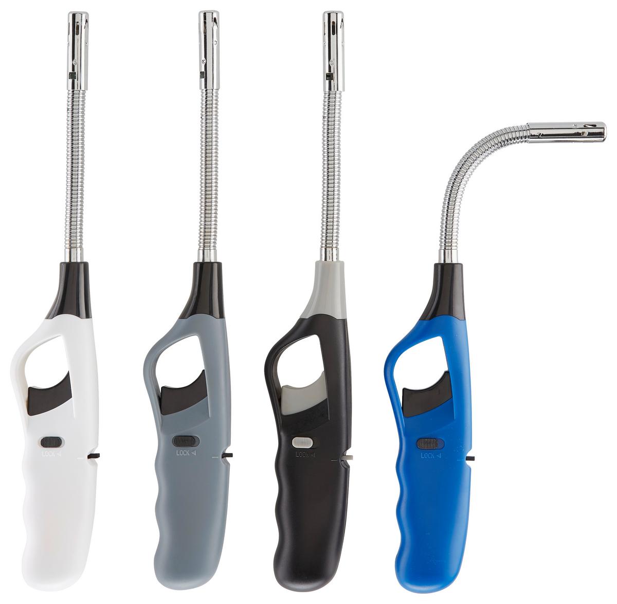 Feuerzeug nachfüllbar Alex mit Biegsamen Hals - Schwarz/Weiß, KONVENTIONELL, Kunststoff (4,3/26,8cm) - Homezone