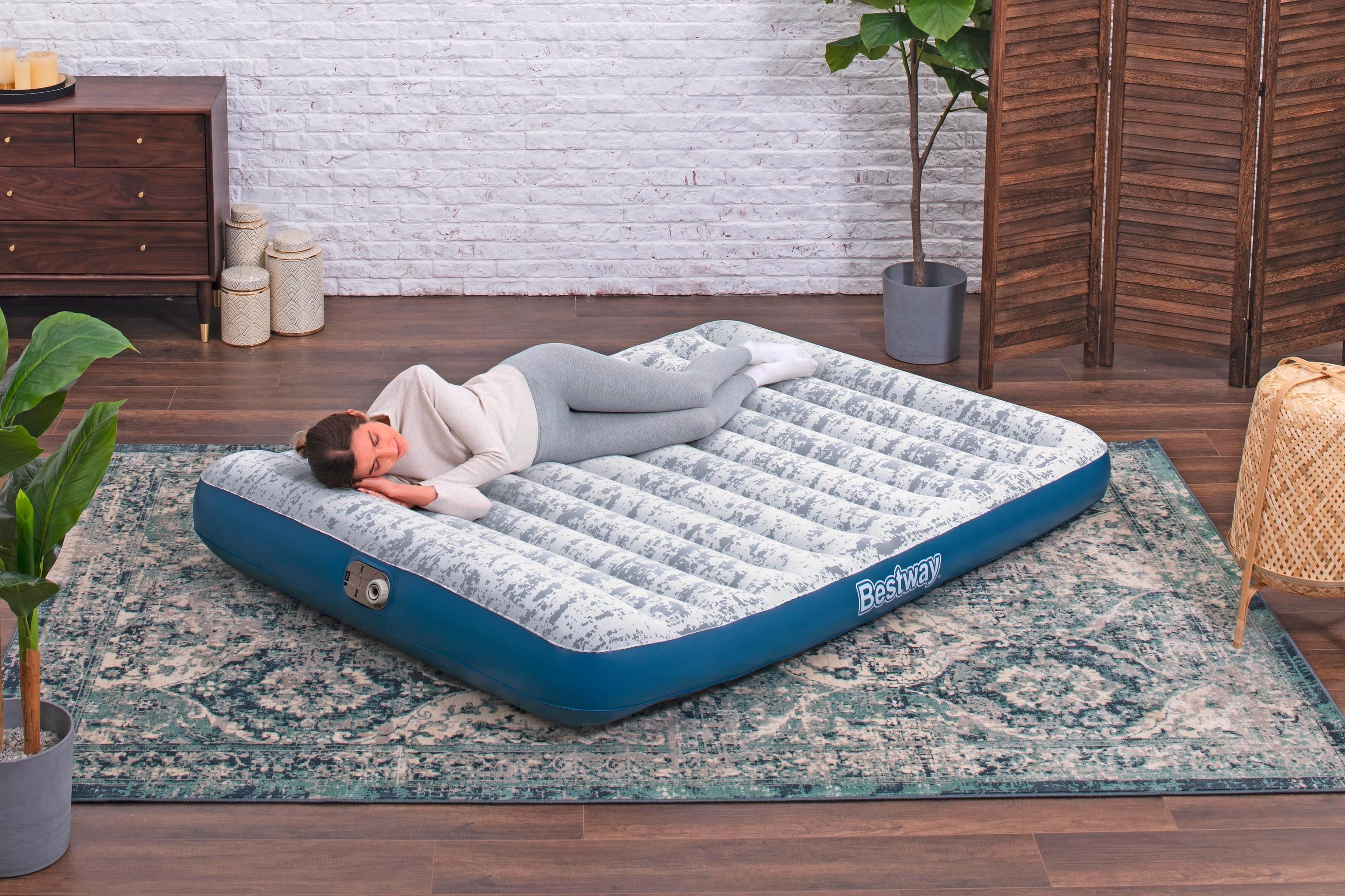 Luftbett Hubert 203x152x30 Cm Bis 300kg, Inkl. Pumpe - Graublau/Grau, KONVENTIONELL, Kunststoff/Metall (203/152/30cm) - Bestway