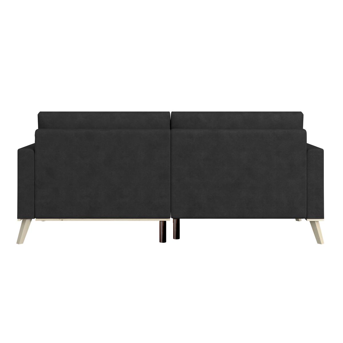 Rohová sedacia súprava CARINI, obojstranná, antracitová - krémová/farba duba, Basics, drevo/textil (222/152cm)