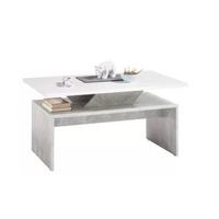 Couchtisch Holz + Ablagefläche Allegra Beton Dekor/Weiß - Hellgrau/Weiß, Design, Holzwerkstoff (100/60/50cm) - MID.YOU