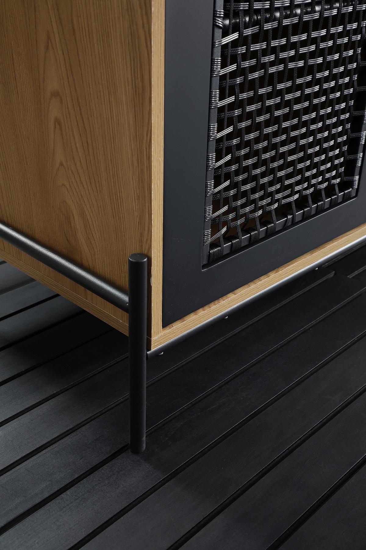 Sideboard Schwarz, Naturfarben B: 164cm - Schwarz/Naturfarben, Design, Holzwerkstoff/Kunststoff (164/76/43cm) - Livetastic