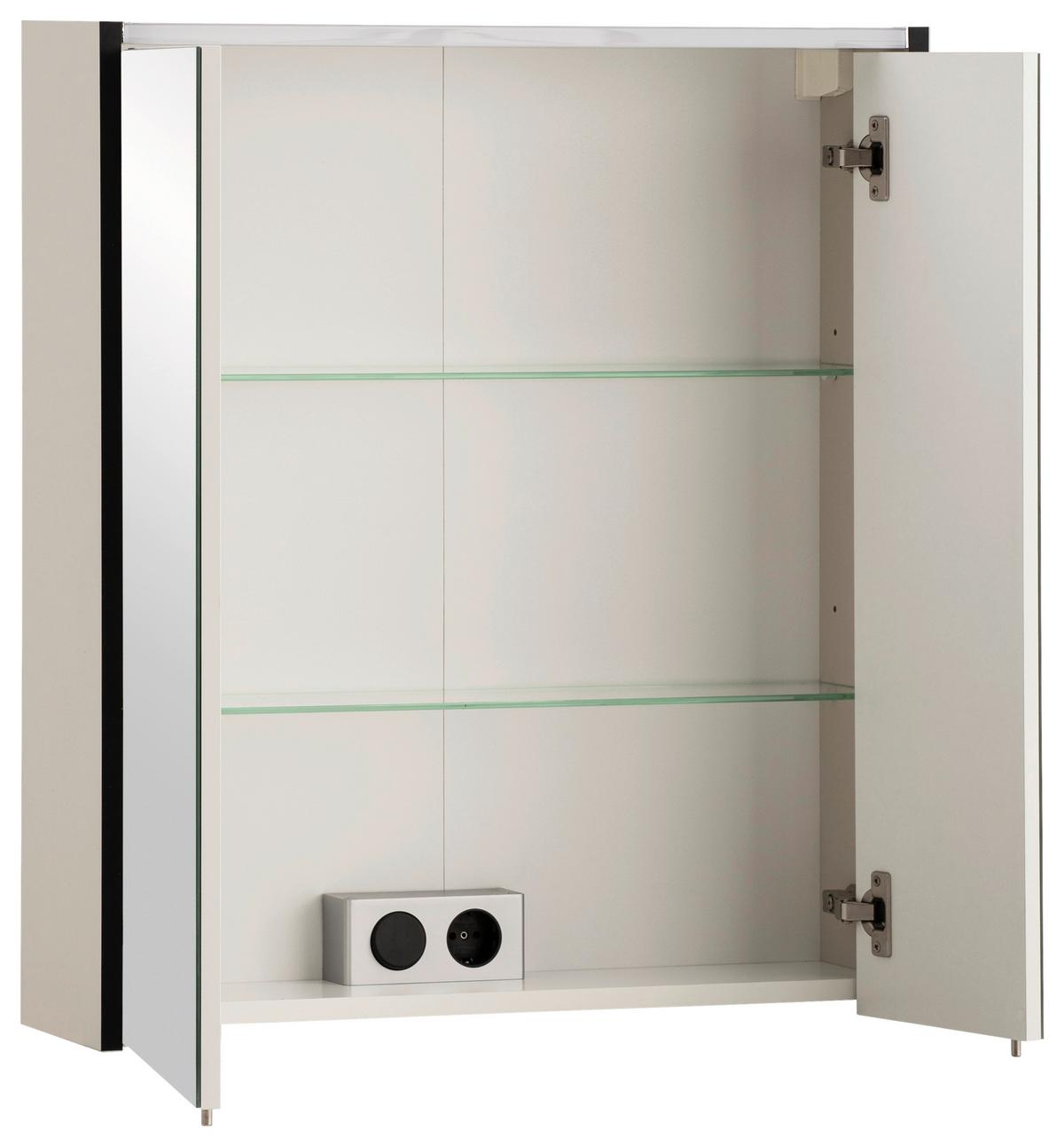 Spiegelschrank Creme, Beige B: 63,5cm - Beige/Creme, MODERN, Glas/Holzwerkstoff (63,5/72,4/17,5cm) - MID.YOU