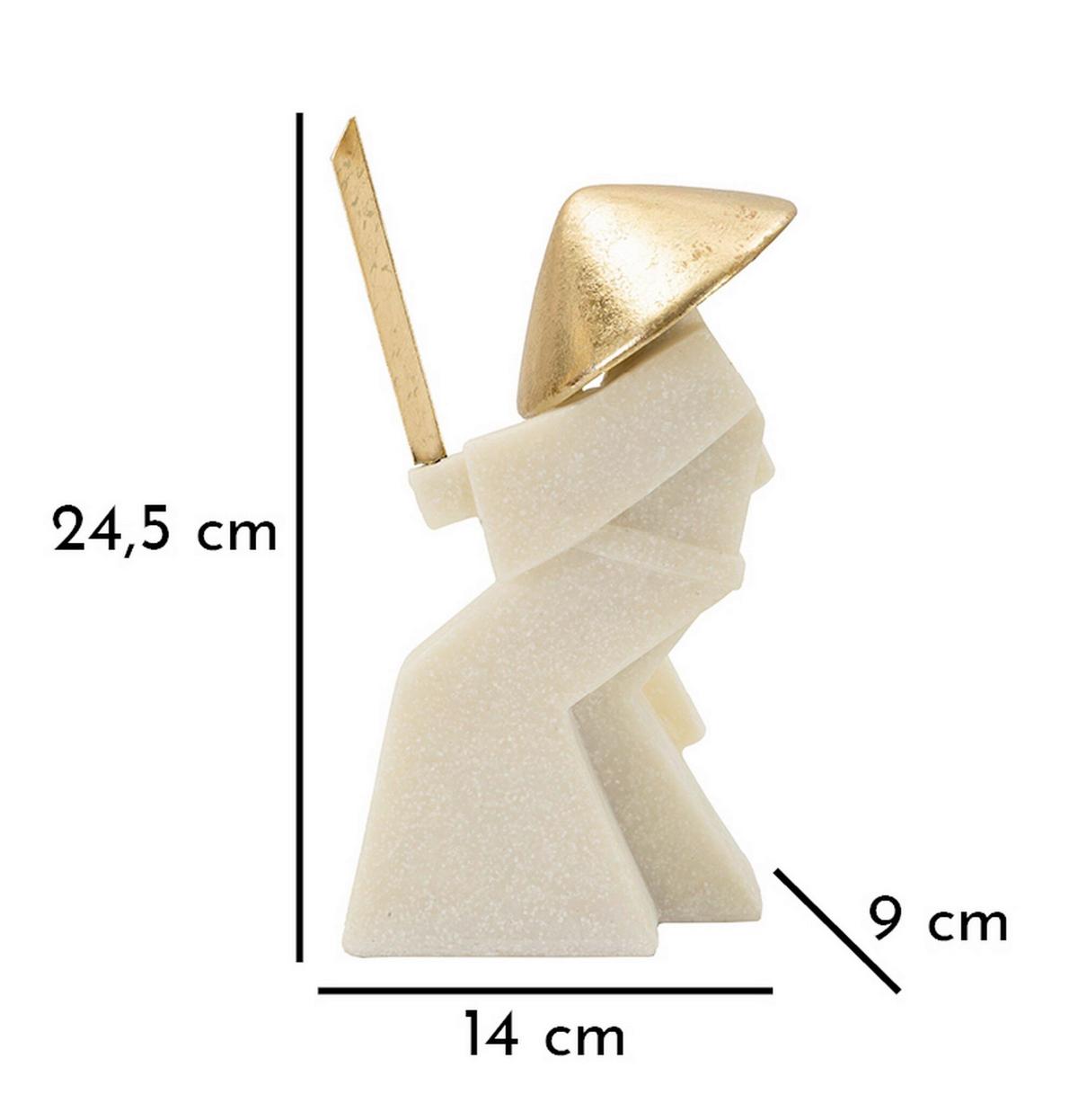 Skulptur Kunststoff/metall, Weiß/gold - Basics, Kunststoff/Metall (14/24.5/9cm)