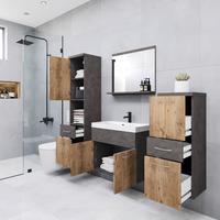 Badezimmer Albamatera 5-Teilig Kastanieeichefarben B: 120 cm - Kastanieneichefarben/Anthrazit, LIFESTYLE, Keramik/Holzwerkstoff (120/132,8/30,2cm) - P & B
