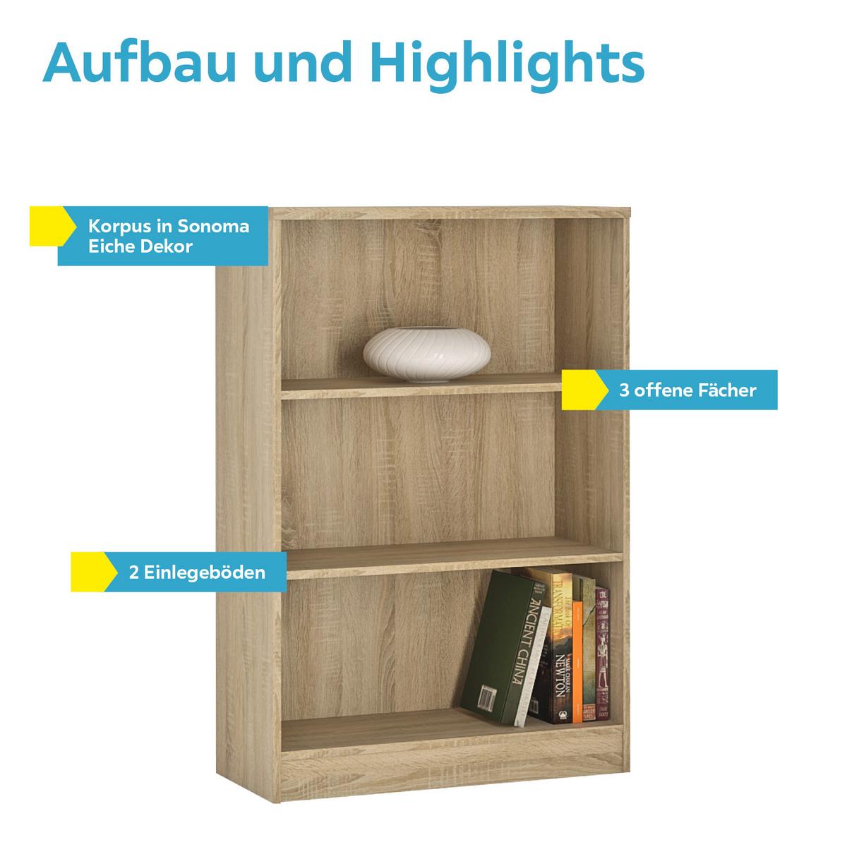 Regal 4-you B 74 Cm, Eiche Dekor - Sonoma Eiche, MODERN, Holz (74/111,5/35,2cm)