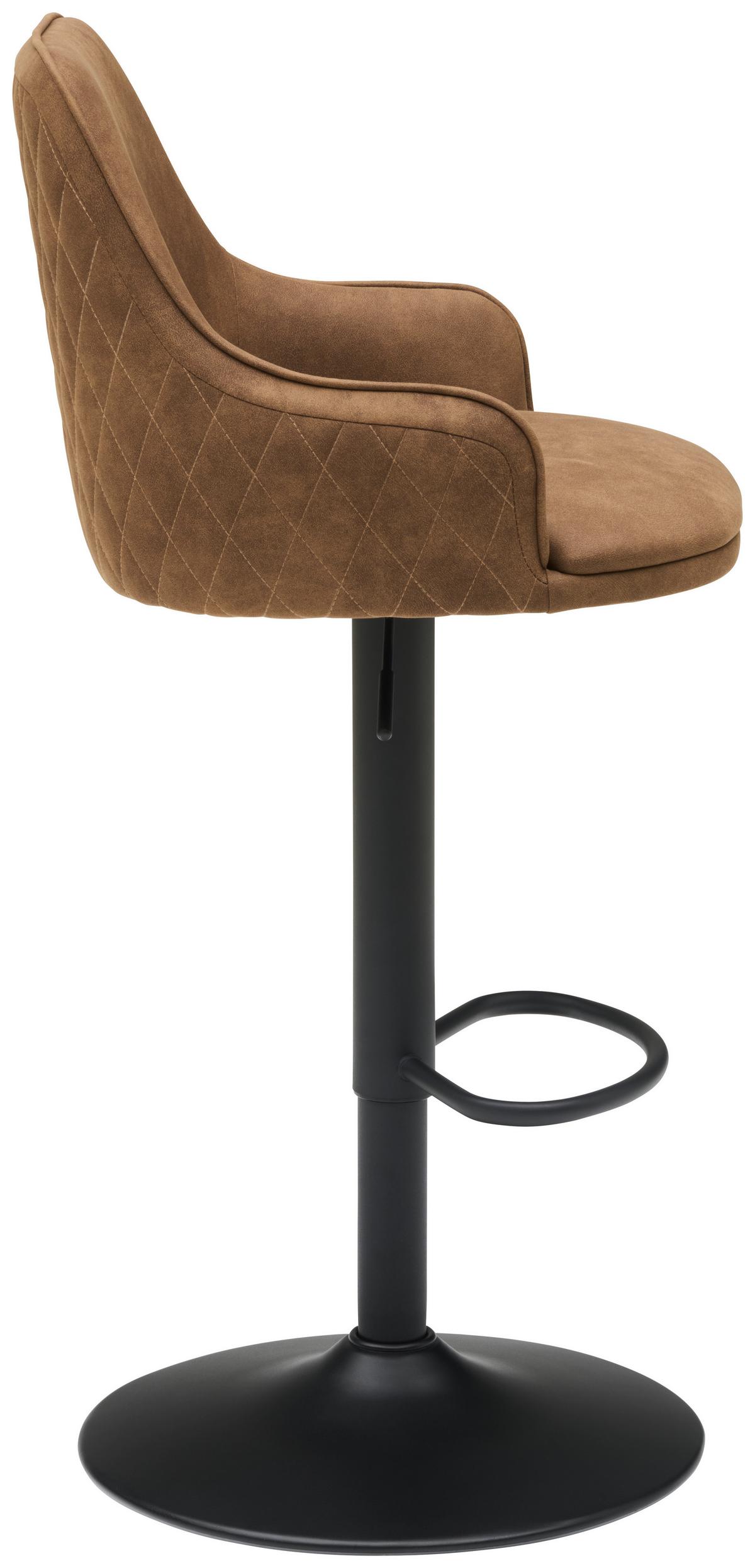 Barhocker Höhenverstellbar Mit Lehne Weda Webstoff Braun - Schwarz/Braun, KONVENTIONELL, Textil/Metall (50/90-111/51cm) - MID.YOU