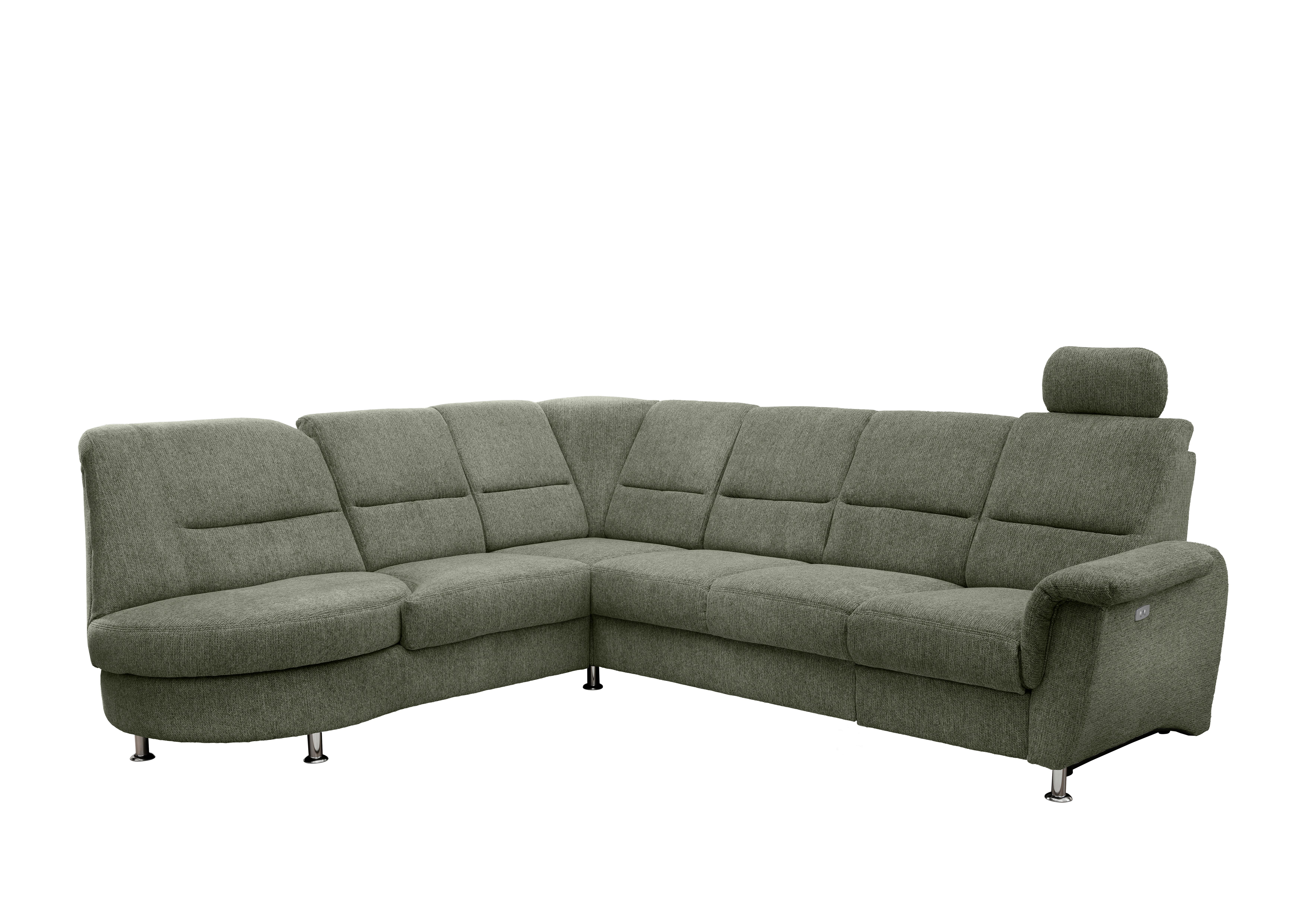 Ecksofa mit Relaxfunktion Parole Dunkelgrün Chenille - Chromfarben/Dunkelgrün, MODERN, Textil (236/275cm) - Livetastic