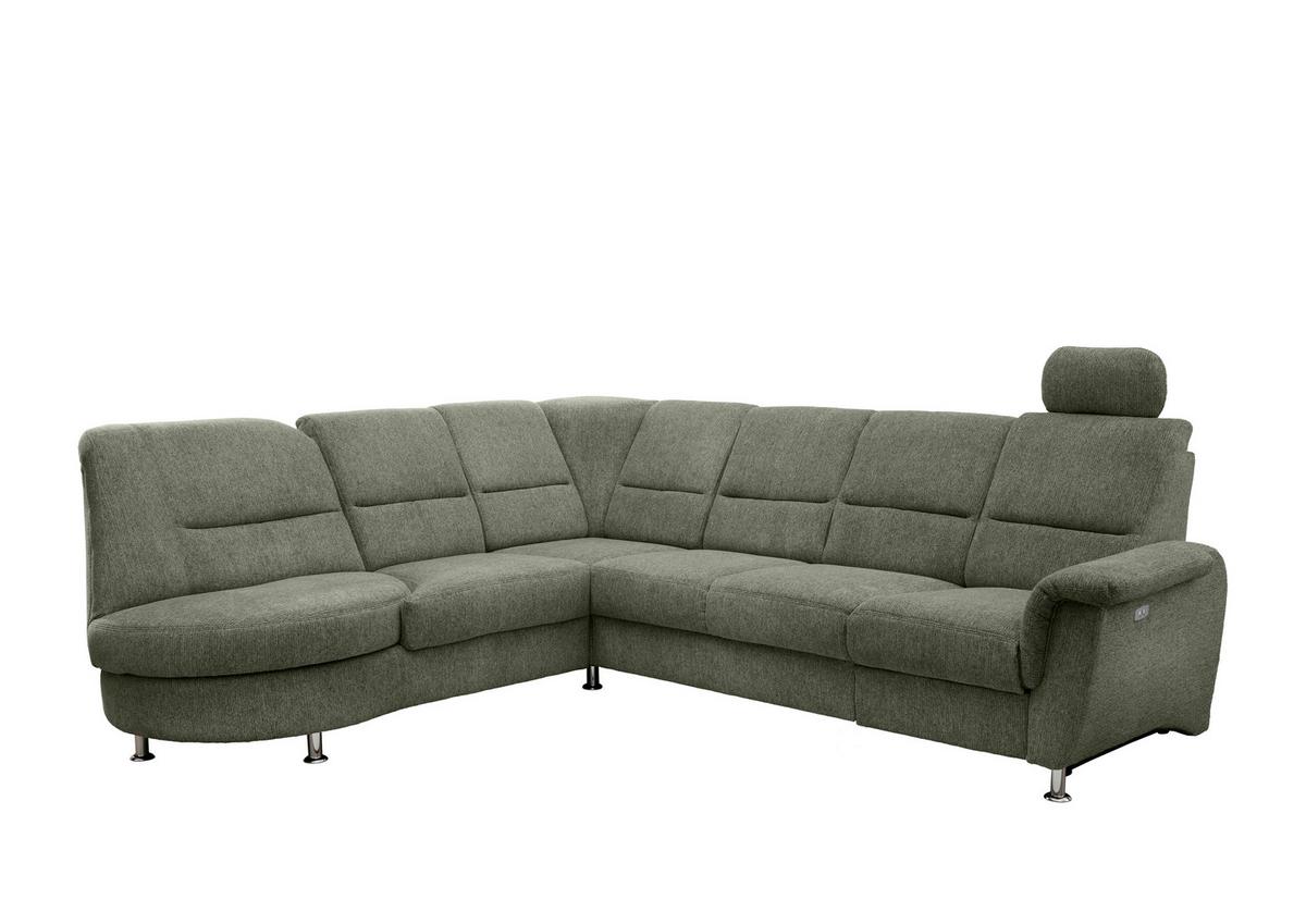 Ecksofa mit Relaxfunktion Parole Dunkelgrün Chenille - Chromfarben/Dunkelgrün, MODERN, Textil (236/275cm) - Livetastic