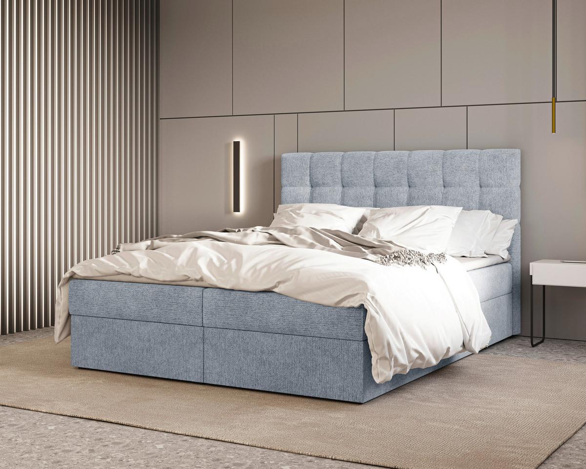 BOXBETT Oslo Blau 140x200cm - Blau/Schwarz, MODERN, Holz/Kunststoff (140/200cm) - MID.YOU