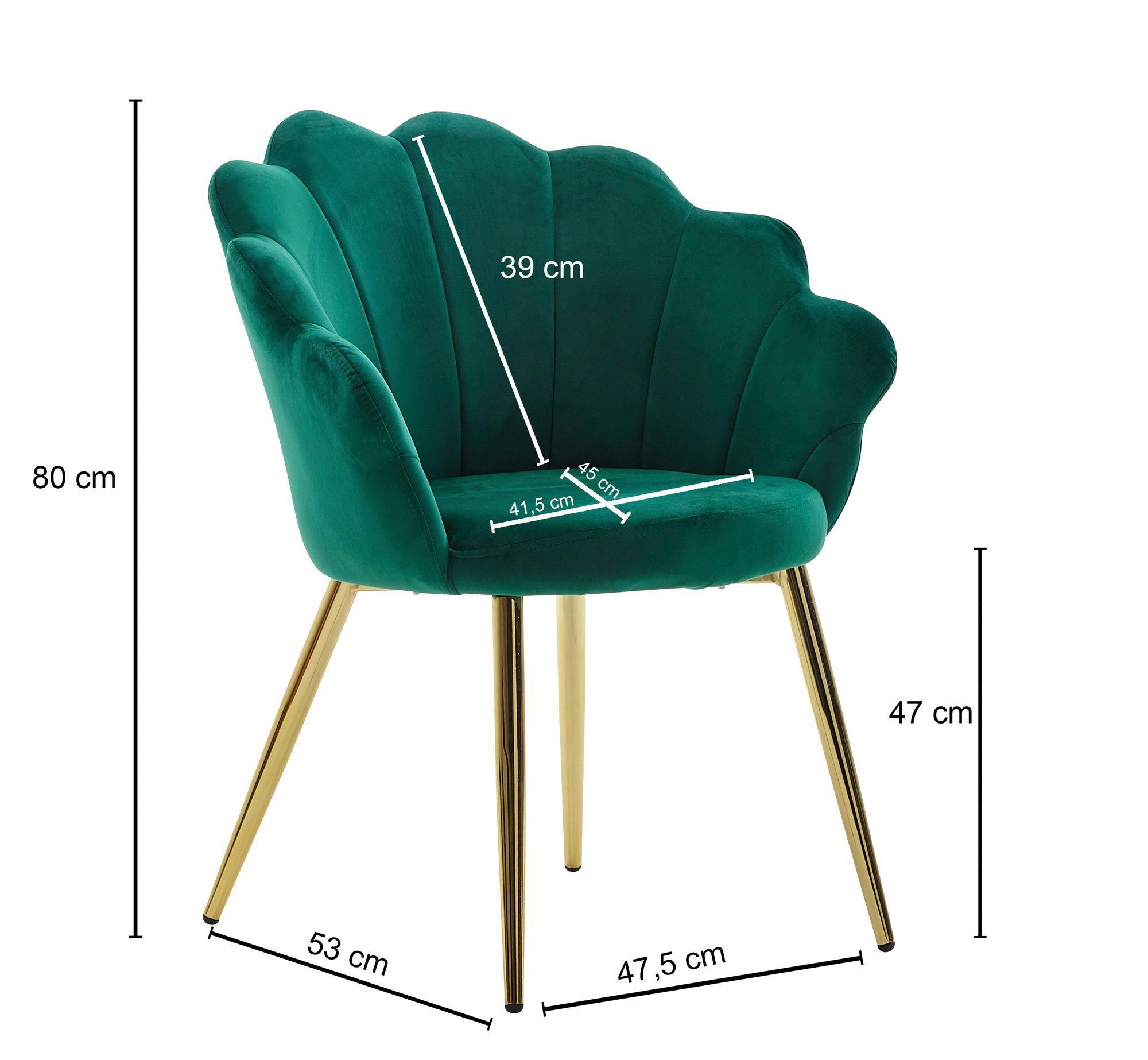 Židle s područkami zelená - zelená/barvy zlata, Moderní, kov/textil (58/80/53cm) - MID.YOU