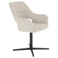 Armlehnstuhl Alexis Leinenoptik Beige, B: 56 cm - Beige/Schwarz, MODERN, Holz/Textil (56/86/63cm) - MID.YOU