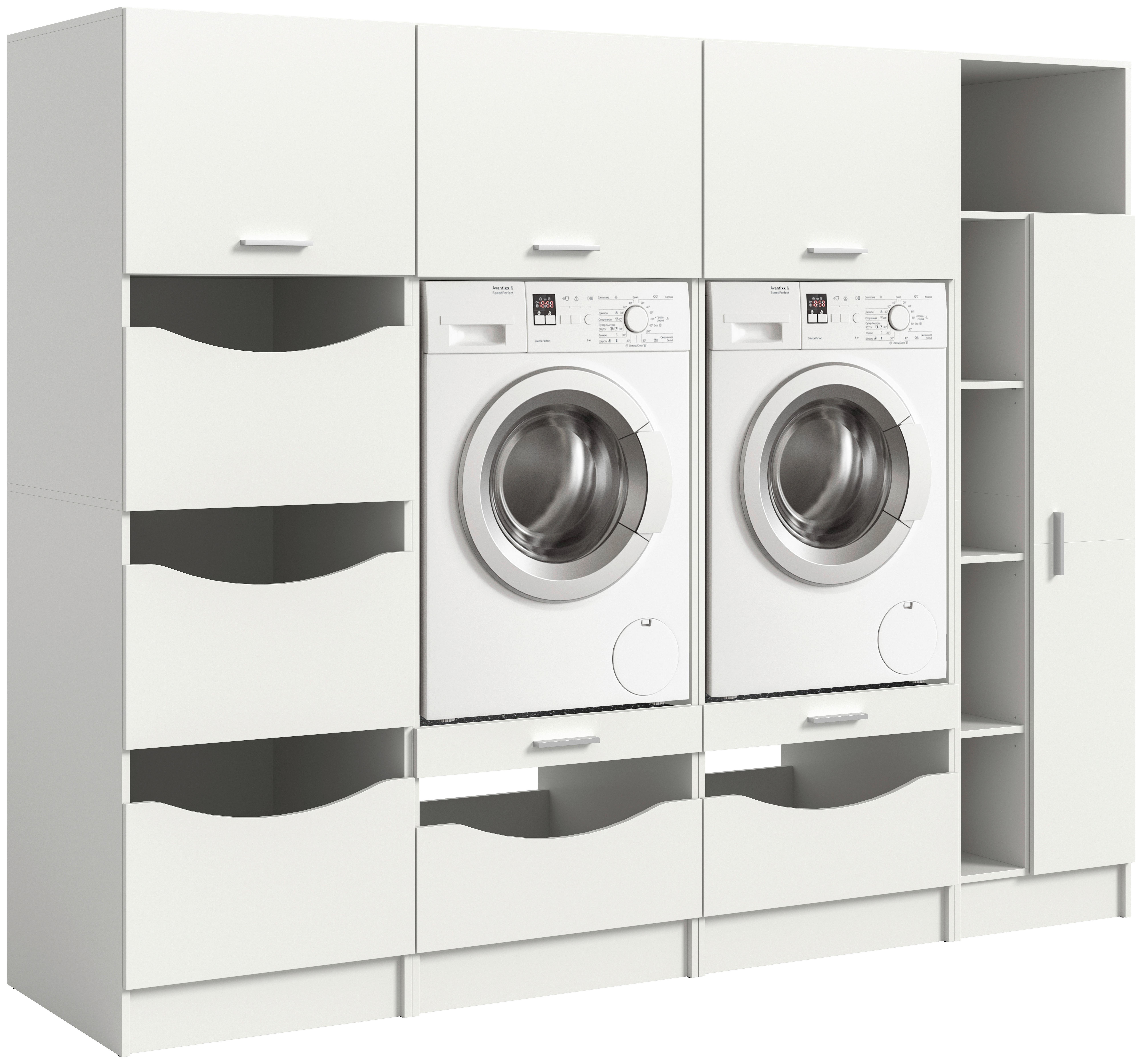 Prádelna Free bílá - bílá, Basics, kompozitní dřevo (233/195/68cm) - MID.YOU