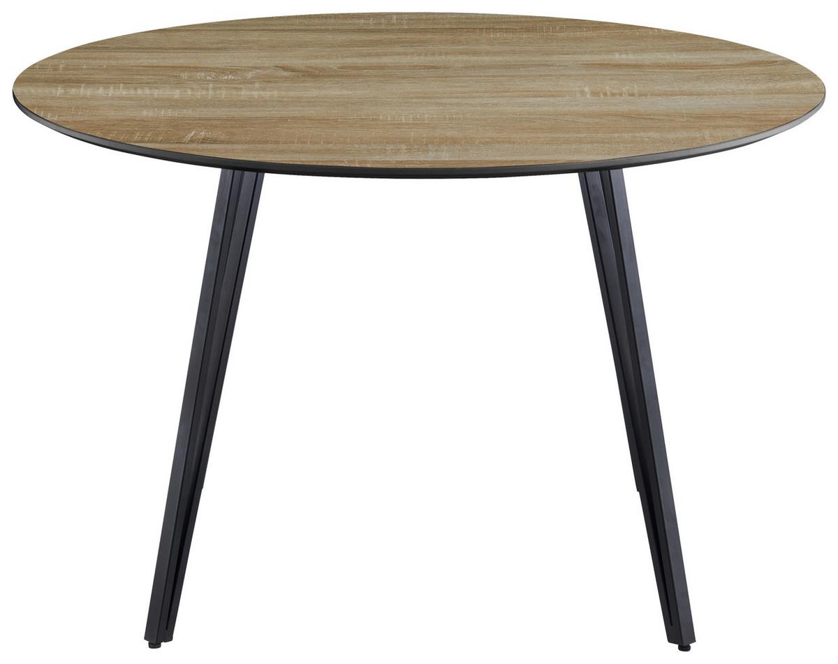 Étkezőasztal Edwin - tölgyfa színű/fekete, Lifestyle, faalapú anyag/fém (120/75/120cm) - Livetastic