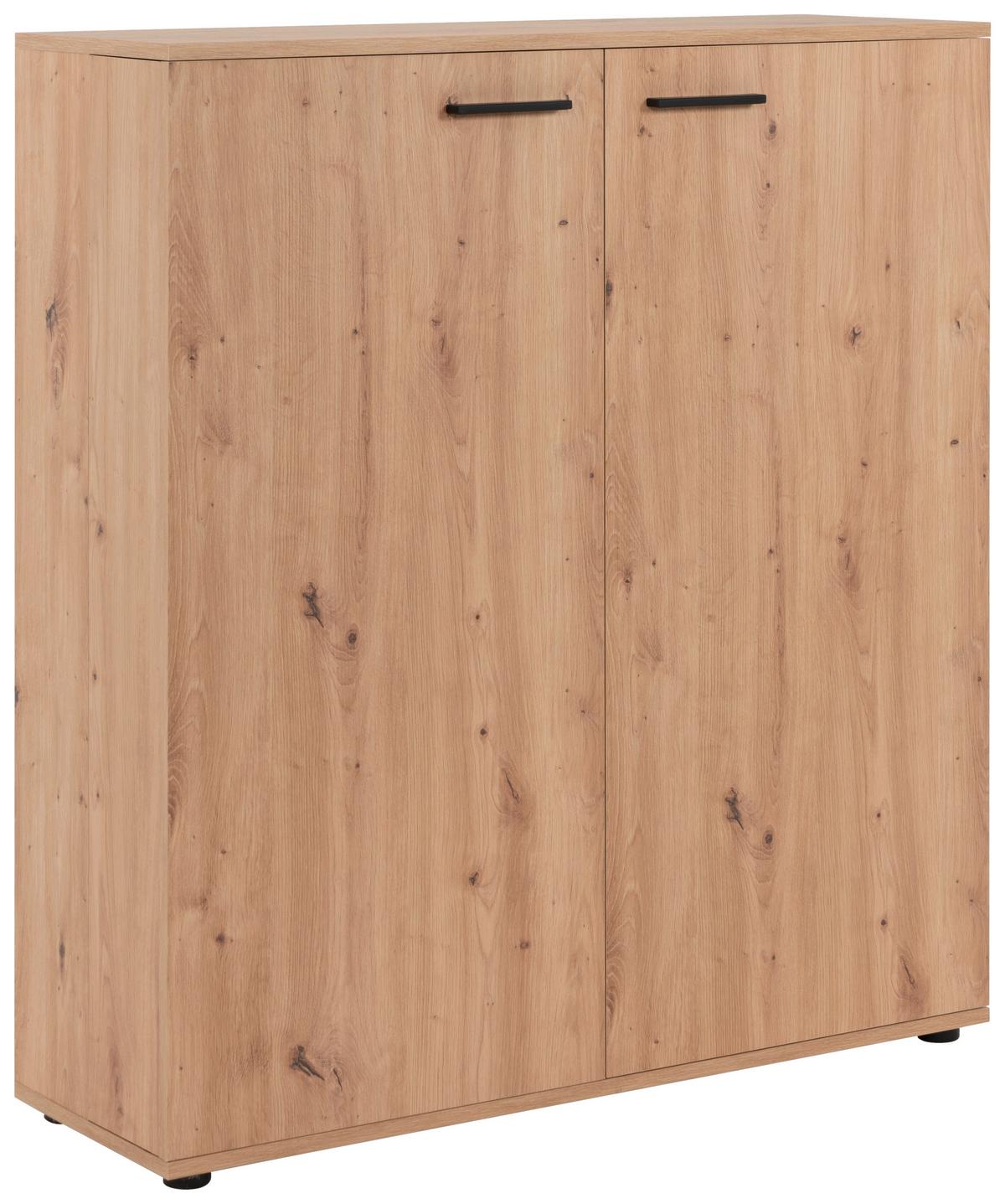 Schuhschrank Satos Eiche Dekor für 24 Paare B: 100 cm - Schwarz/Eiche Artisan, MODERN, Holzwerkstoff (100/110/33,8cm) - MID.YOU