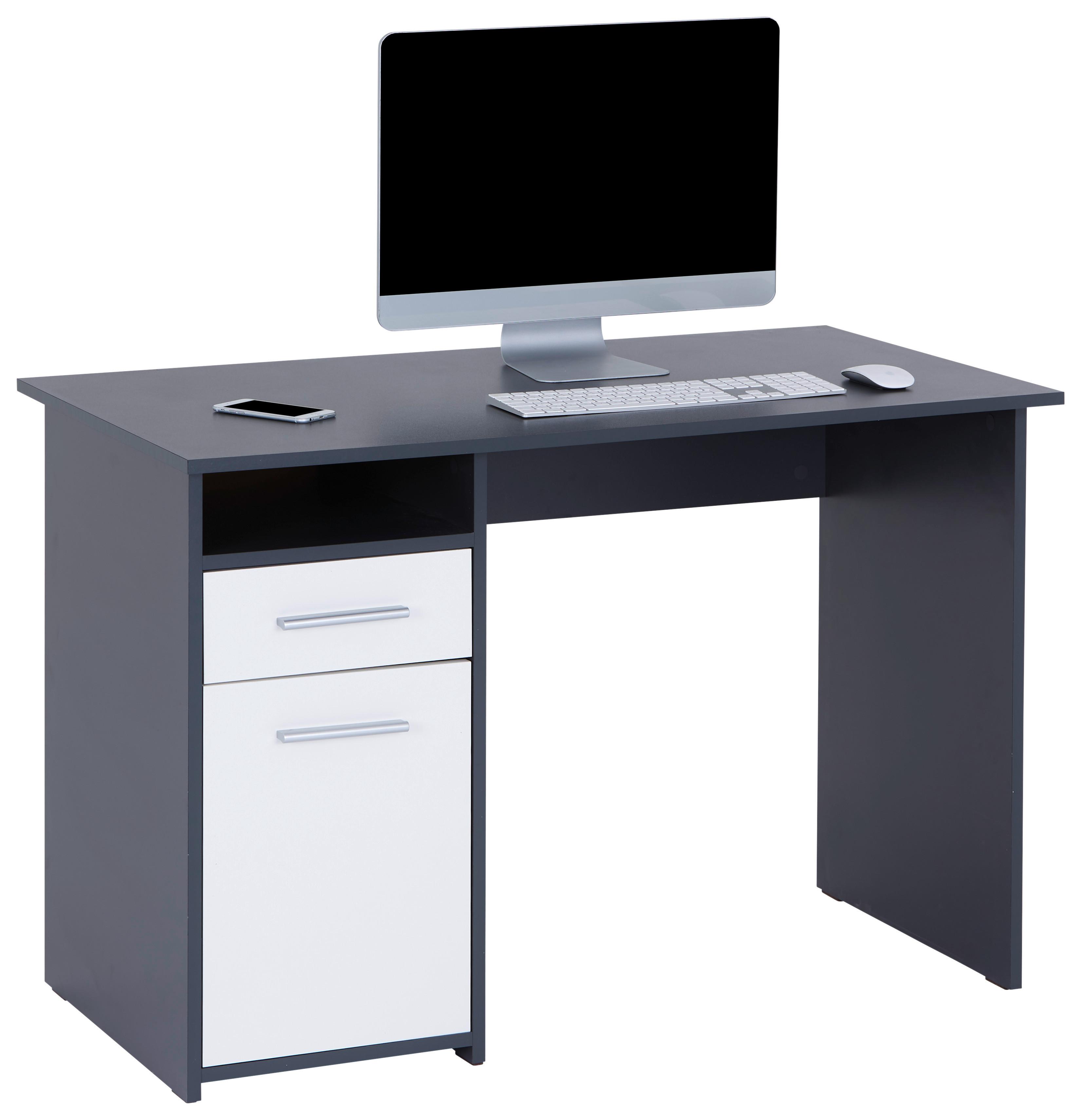 Schreibtisch mit Stauraum B 110 cm H 74cm Palermo - Anthrazit/Weiß, MODERN, Holzwerkstoff (110/74/60cm)