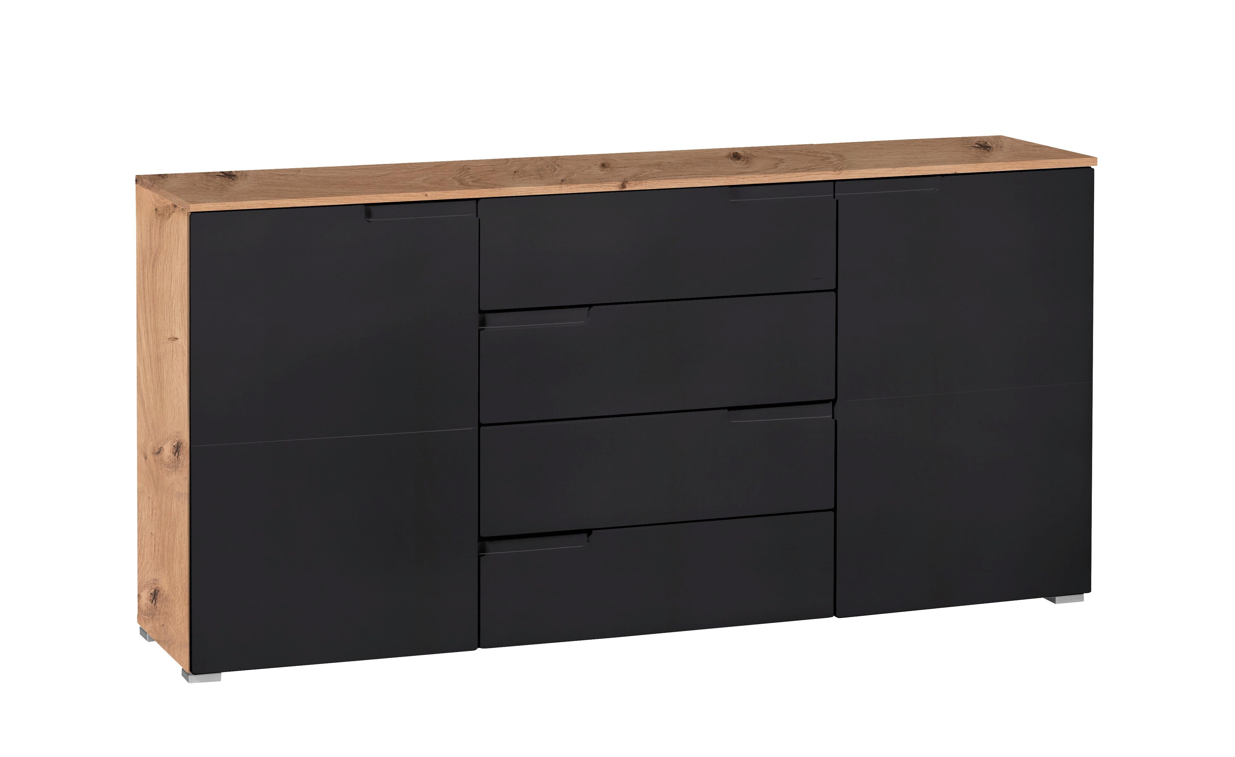 Komód Moon 4 165/80 Cm - Artisan tölgy/antracit, Modern, faalapú anyag (165/80/40cm)