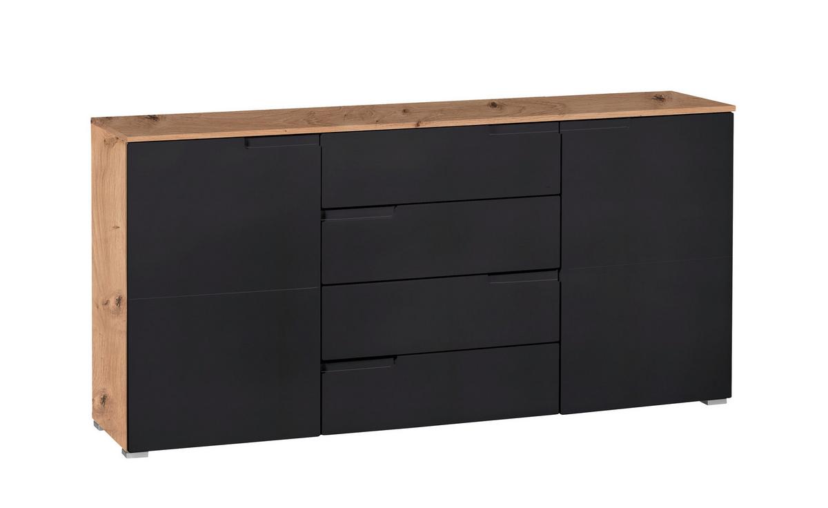 Komód Moon 4 165/80 Cm - Artisan tölgy/antracit, Modern, faalapú anyag (165/80/40cm)