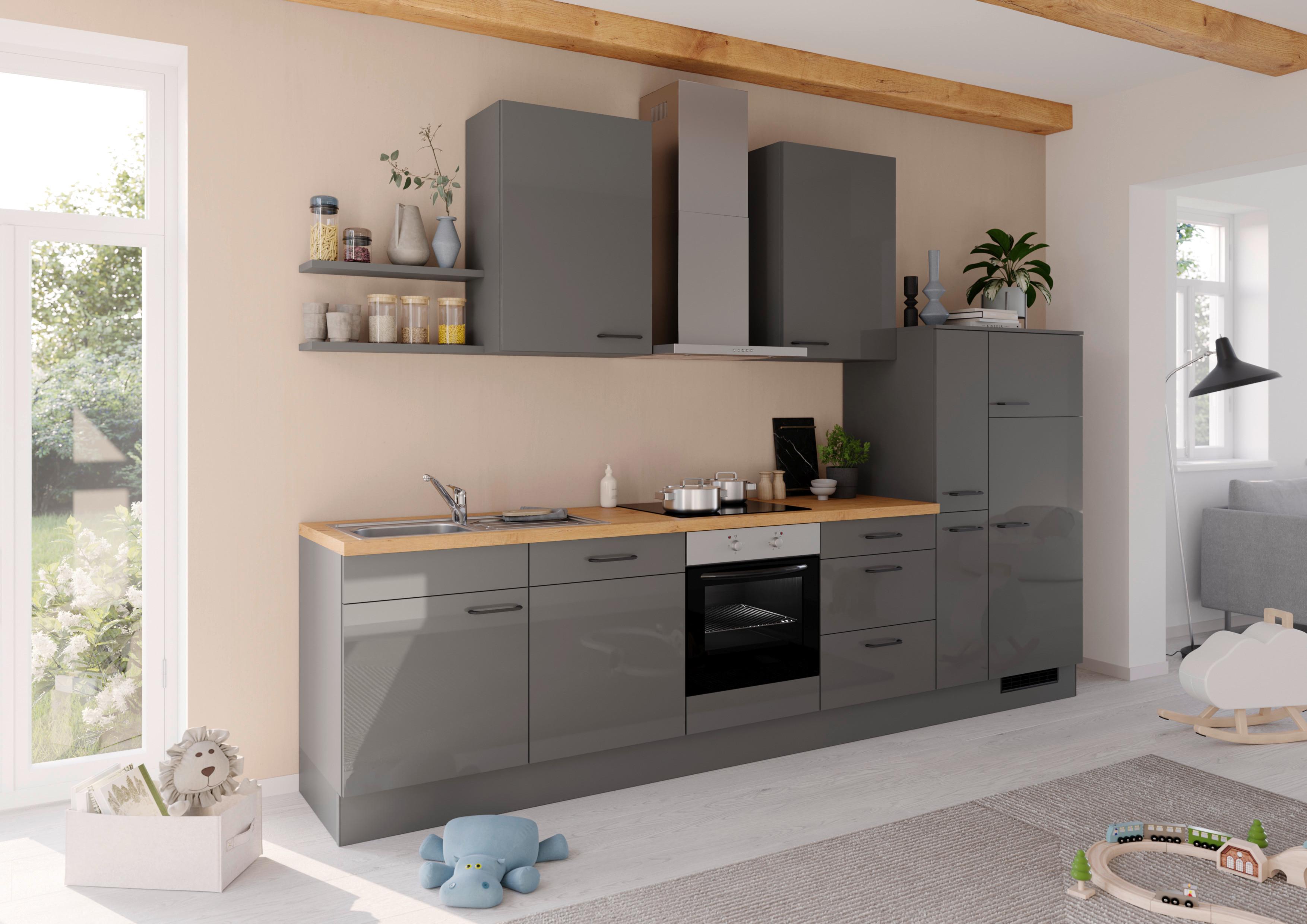 Küchenleerblock Ip4050 - Eichefarben/Graphitfarben, Design, Holzwerkstoff (330cm) - Impuls