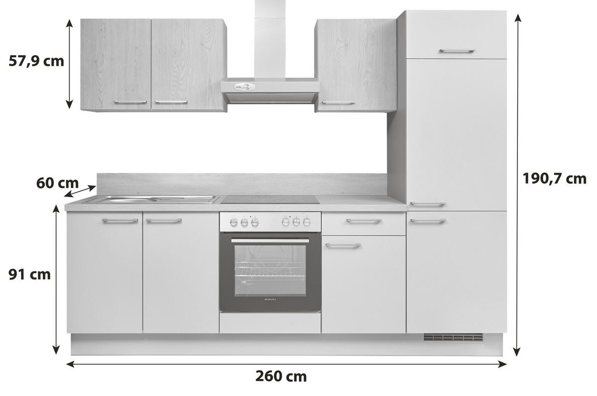 KÜCHENBLOCK PN80/PN100 - Kaschmir/Eichefarben, MODERN, Holzwerkstoff (260cm) - Pino