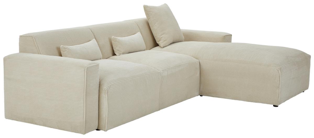 Ecksofa Pearl - Beige/Schwarz, Design, Textil (303/196cm) - Livetastic
