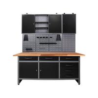 Werkbank-set Karsten B: 160 Cm Anthrazit/grau - Anthrazit/Grau, Basics, Holz/Metall (160/205/60cm)