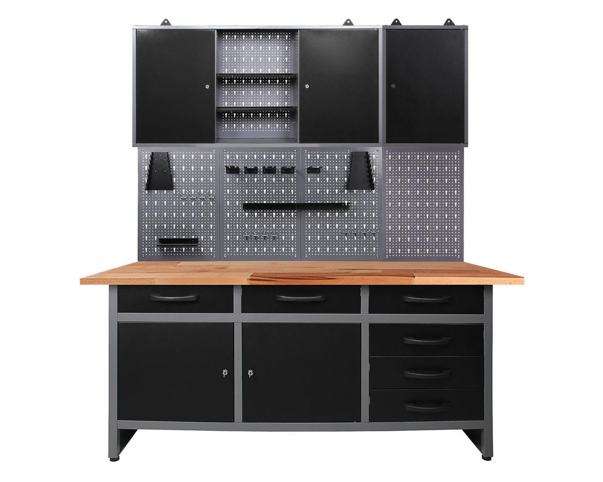 Werkbank-set Karsten B: 160 Cm Anthrazit/grau - Anthrazit/Grau, Basics, Holz/Metall (160/205/60cm)
