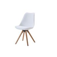 Schalenstuhl Levi Weiß Lederlook Echtholz Beine - Eichefarben/Weiß, MODERN, Holz/Kunststoff (48/81/57cm) - Ondega